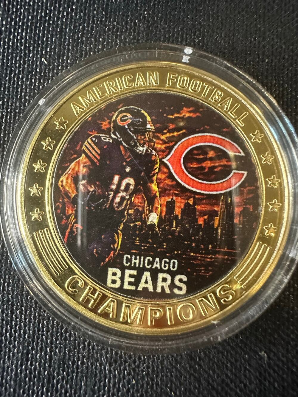 Chicago Bears NFL Collectible Coin Football Helmet Sports Fan Gift